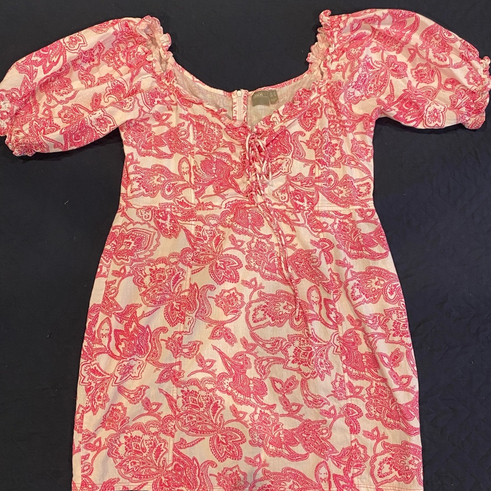 Pink and white ASOS mini dress off shoulder 12